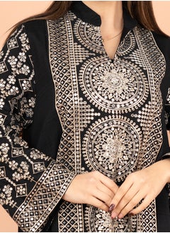 اكسا جلابية عصرية مطرزة IK2023 اسود  - Image 2