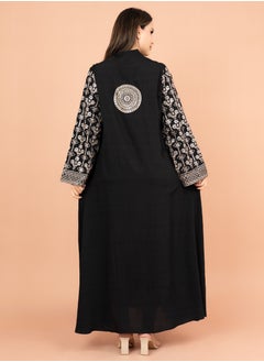 اكسا جلابية عصرية مطرزة IK2023 اسود  - Image 4
