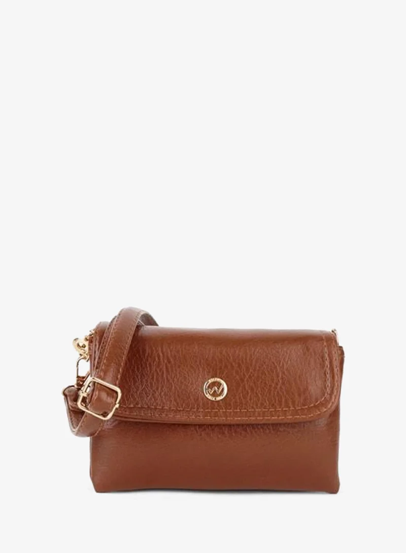 Women's Lilya Taba Small Size 2-Compartment Covered Zipper and Snap Closure Hand, Wrist, and Shoulder Bag.