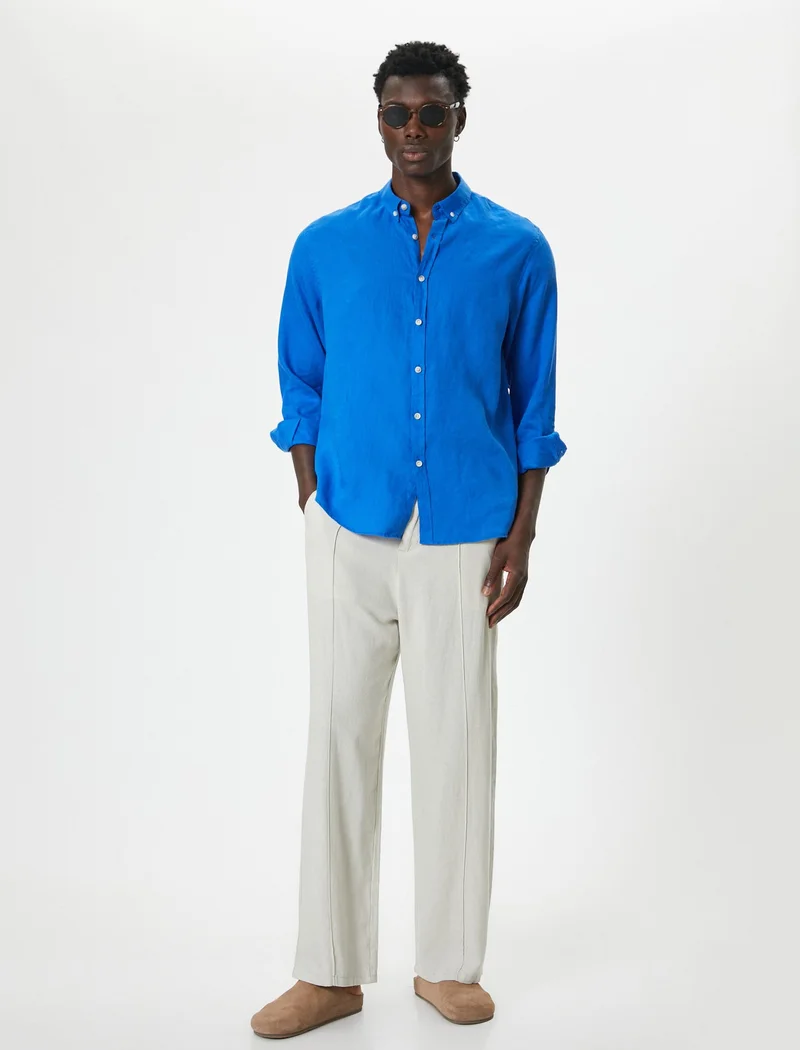 كوتون Linen Shirt Classic Neck