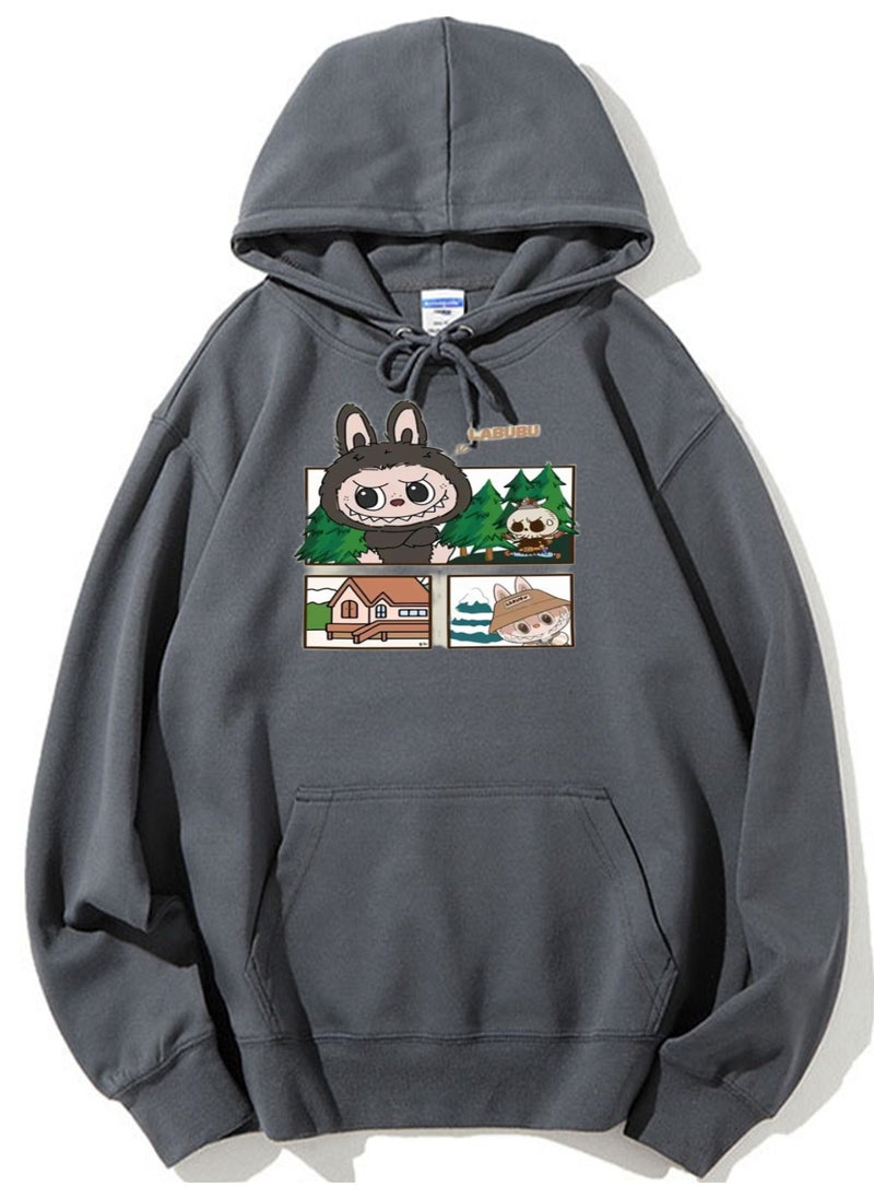 NIBEMINENT Labubu Printed Cotton Long Sleeve Hoodie 
