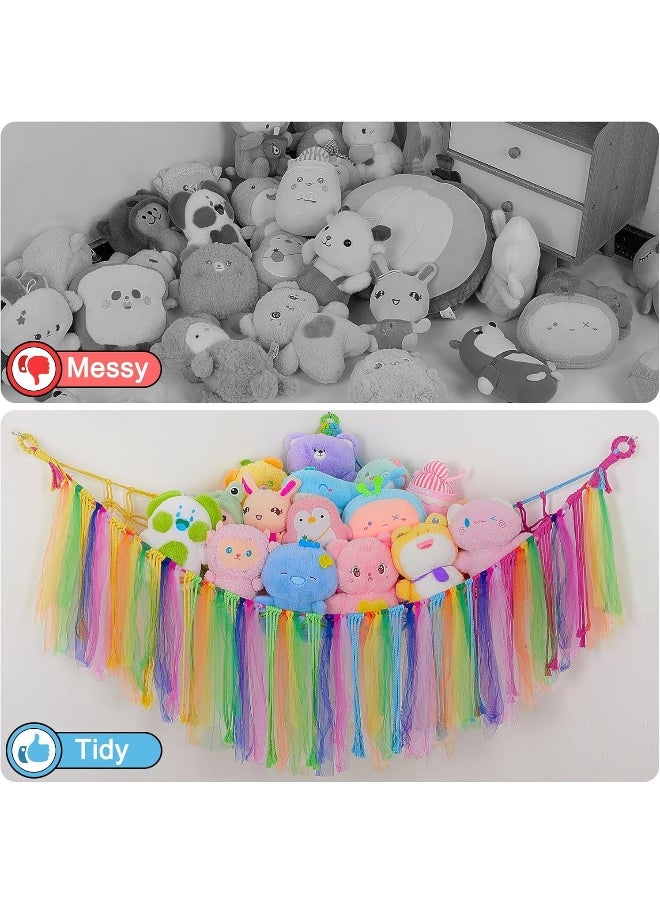 FIOBEE FIOBEE Stuffed Animals Net or Hammock with LED Light, Toy Hammock Hanging Stuffed Animals Storage Organizer Holder Room Décor with Tassels for Nursery Play Room Kids Bedroom  - Image 3