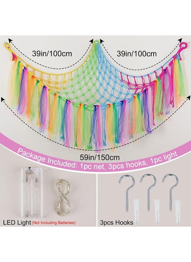 FIOBEE FIOBEE Stuffed Animals Net or Hammock with LED Light, Toy Hammock Hanging Stuffed Animals Storage Organizer Holder Room Décor with Tassels for Nursery Play Room Kids Bedroom  - Image 5