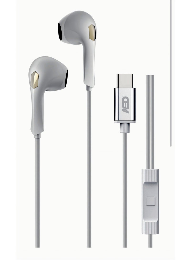 ASD-80EP-TC Type-C Wired Earphones | Hi-Fi Stereo Sound, In-Line Mic & Controls | Compatible with Samsung, Xiaomi, Huawei & Type-C iPhones - Image 1