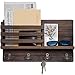 Dahey Wall Mounted Mail Holder Wooden Mail Sorter Organizer with 4 Double Key Hooks and A Floating Shelf Rustic Home - Image 2