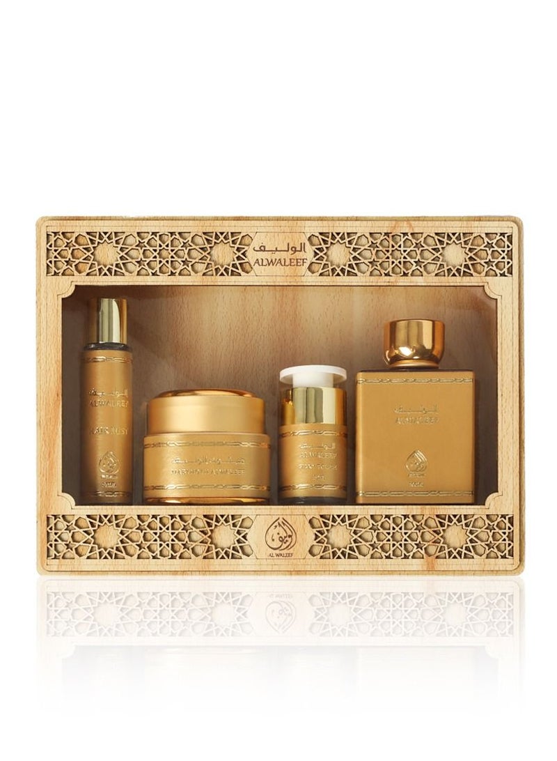 Alwaleef – Alwaleef Golden Perfume Set (4 Pieces) - Image 1