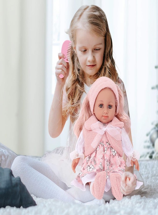 deAO Baby Doll Play Set 14 Inch Baby Doll with 3 Clothes and Accessories Girl Doll Dress Up Sets,Gift for Birthdays and Christmas L - Image 3