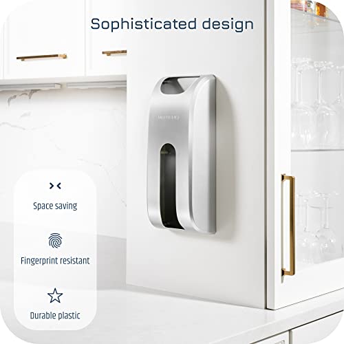 Manterio Plastic Bag Holder | UPGRADED Wall-Mount Grocery Bag Dispenser | Space-Saving Design | Easy Install | Smudge-Proof, Fingerprint-Resistant | Silver | Holds the Most Bags for Maximum Storage - Image 4