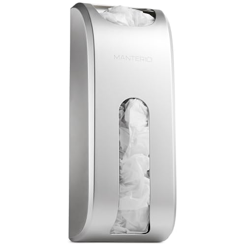 Manterio Plastic Bag Holder | UPGRADED Wall-Mount Grocery Bag Dispenser | Space-Saving Design | Easy Install | Smudge-Proof, Fingerprint-Resistant | Silver | Holds the Most Bags for Maximum Storage - Image 1