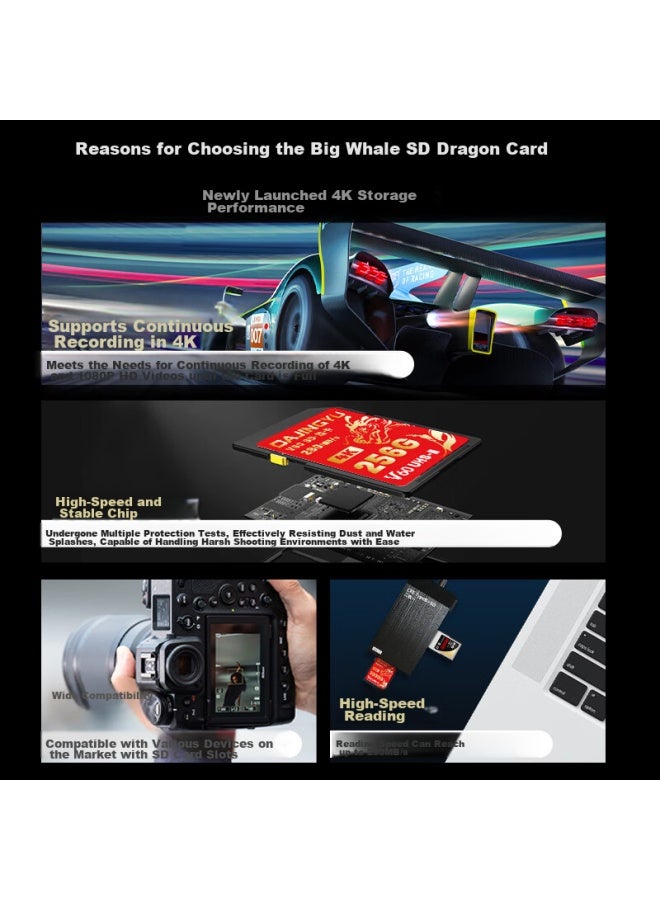 DAJINGYU بطاقة ذاكرة داجينغيو Sd V60 سعة 128 جيجابايت لكاميرا تخزين بطاقة عالية السرعة متوافقة مع سوني A1/zv-e1/a7m4، نيكون، كانون، فوجي، باناسونيك - Image 2