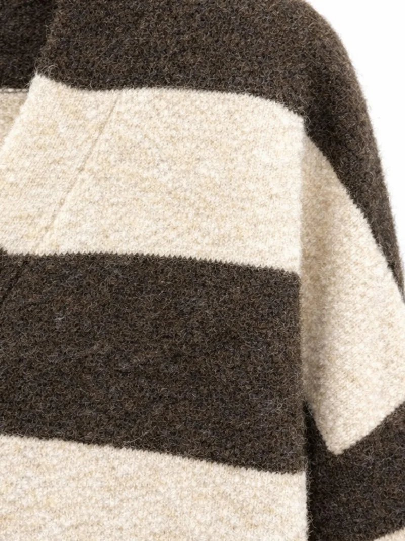 ميكسراي MIXRAY Striped Knit Cardigan with Shawl