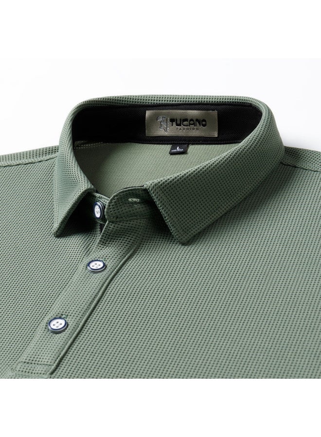 Tucano 2-piece Set】7a Anti-bacterial Short-sleeve Polo Shirt + Chilled Silk Casual Trousers - Dad's Outfit Men's Suit - Image 5