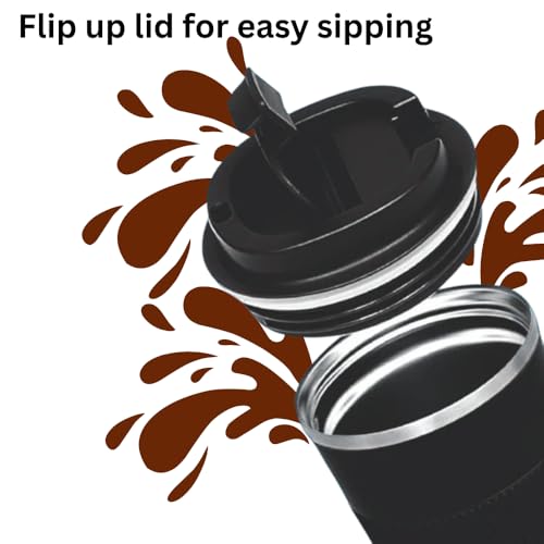 Natkam Travel Coffee Mug | Insulated Tumbler with Spill Proof Lid for Hot and Cold Drinks | Ideal for Office, Car, Travel, Gym. (Black) - Image 3