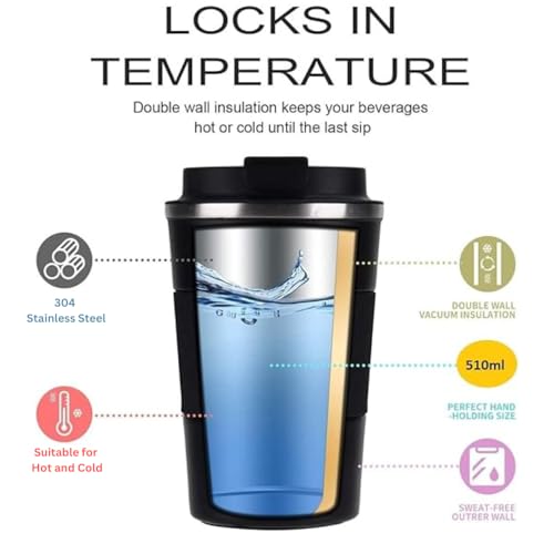 Natkam Travel Coffee Mug | Insulated Tumbler with Spill Proof Lid for Hot and Cold Drinks | Ideal for Office, Car, Travel, Gym. (Black) - Image 4