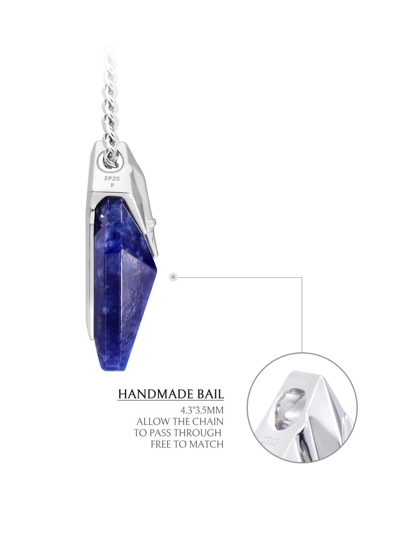 AWNL - Men's Necklace Sodalite Poseidon Trident Pendant with Stainless Steel Chain Natural Gemstone Gift for Men Boyfriend Husband - Image 1