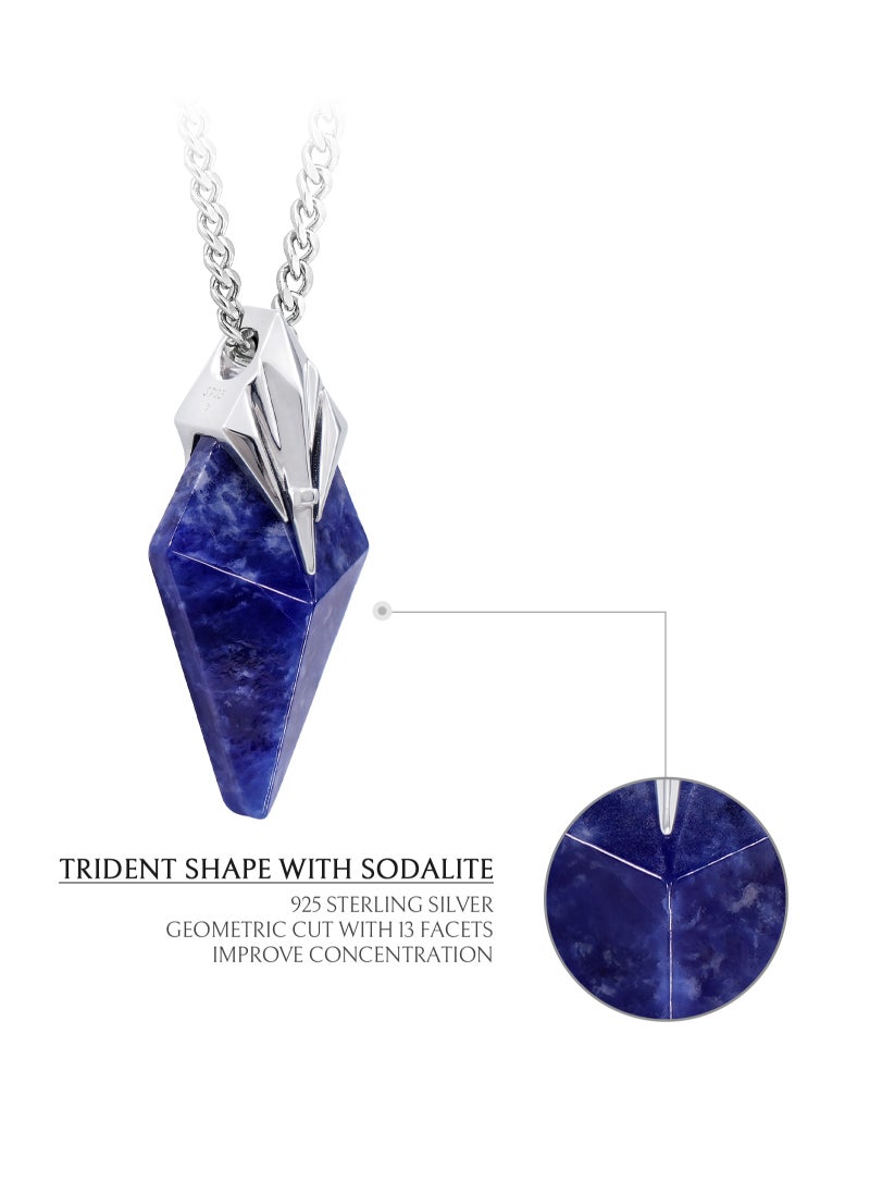 AWNL - Men's Necklace Sodalite Poseidon Trident Pendant with Stainless Steel Chain Natural Gemstone Gift for Men Boyfriend Husband - Image 1