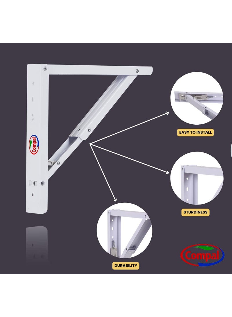 Compal - Compal Wall Mounted Table Wall Mount Table Folding Shelf Folding Wall Mounted Plywood Study Table Office Table Work Table Foldable Laptop Table 12 Inch Folding Bracket Only White - Image 1