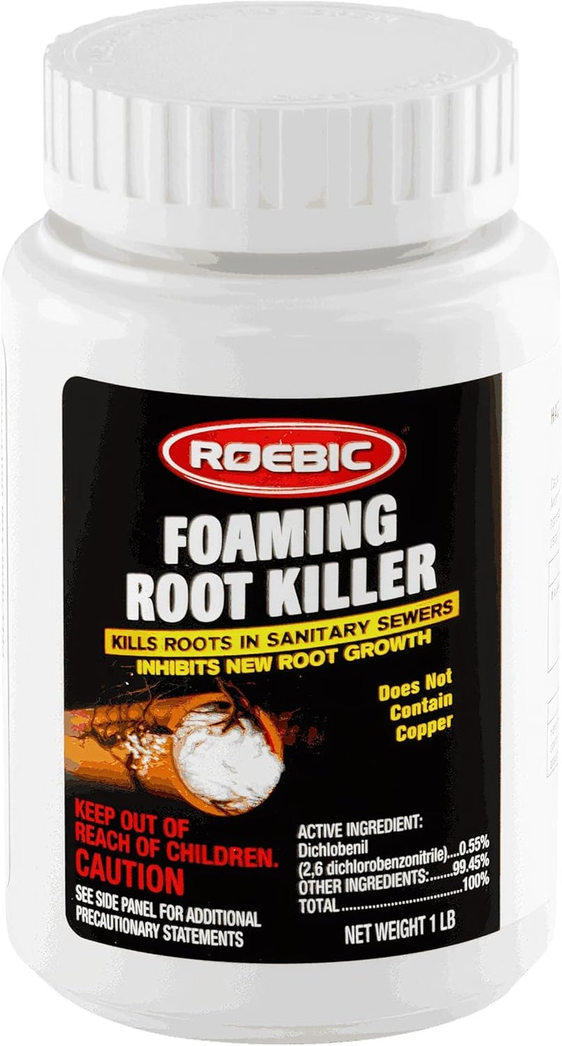 Roebic FRK-1LB Foaming Root Killer - 1 Pound Liquid for Clearing Pipes and Stopping New Root Growth - Image 1