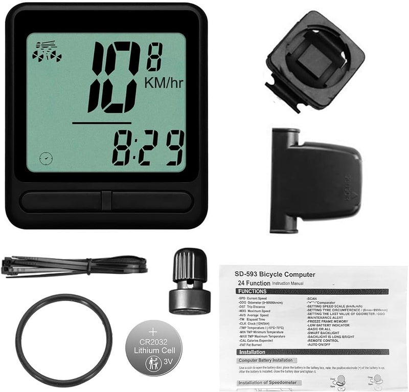 OVAQUIXI Electric Bicycle LCD Display ABS Bike Computer Speedometer Odometer 24 Functions 1.8 X 1.6 X 0.6 in for Mountain Road Cycling Commuters and Fitness Riders - Image 1