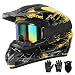 SPARK Dirt Bike Helmets Kids Motorcycle Helmet Youth ATV Motocross Full Face Men Women OffRoad Mountain Bike Helmet Adult withGloves Goggles Mask DOT Approved 4Pcs Set Yellow Large - Image 2