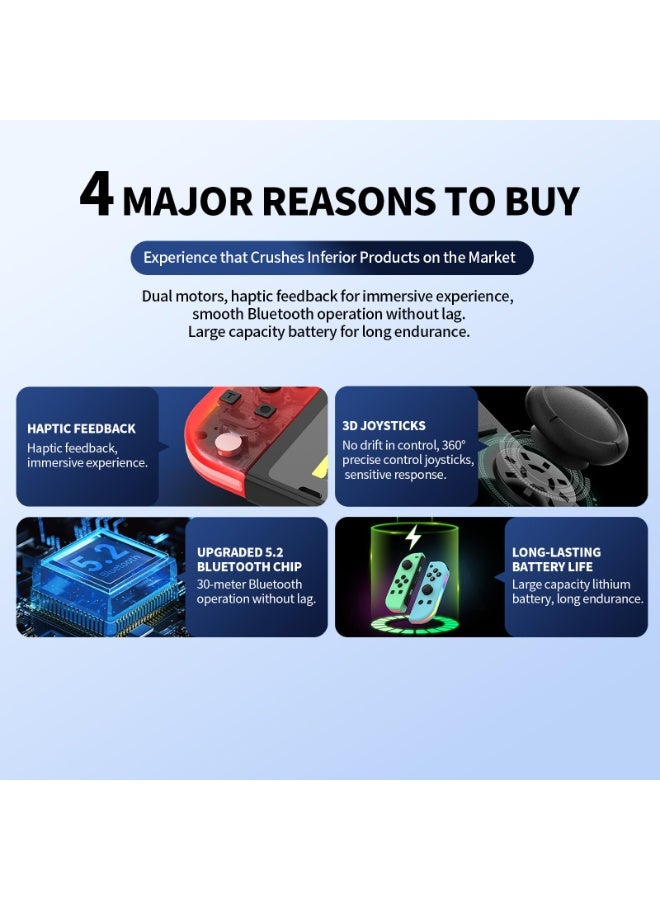 Joy-Con Oled Switch Controller for Nintendo Switch with Feedback, 6-Axis Motion Control, Turbo Function, No Drift 3D Joysticks, Dual Motor Vibration, Long Battery Life  RGB Light - Image 3