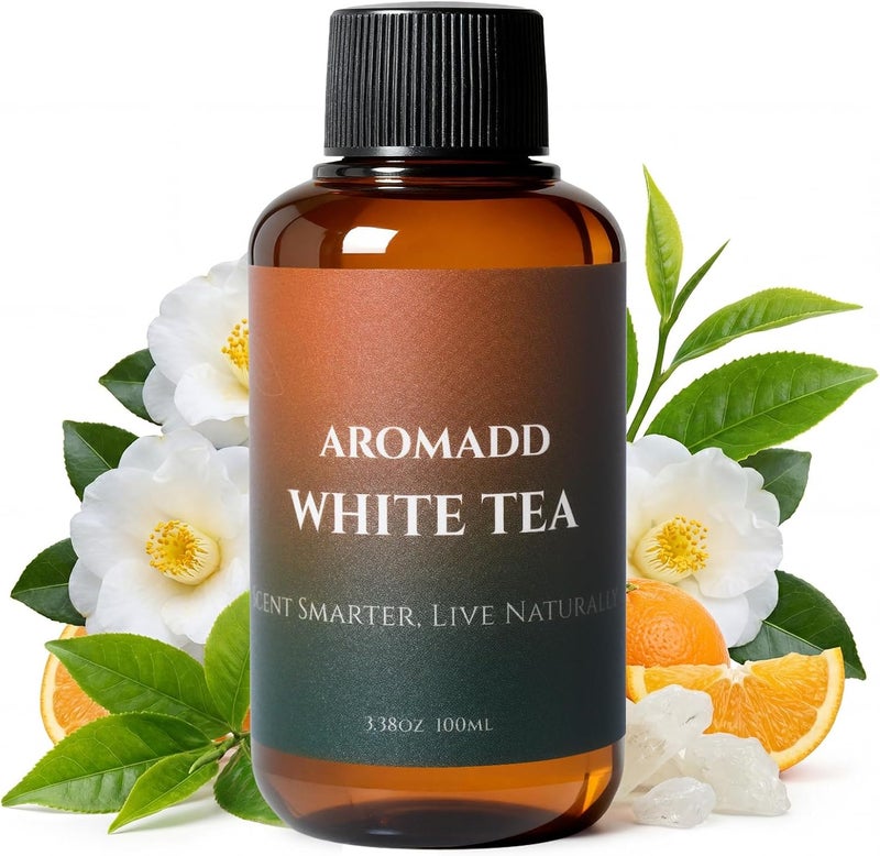 Aromadd White Tea Diffuser Oil Inspired by Luxury Hotel Scent, Premium Fragrance Oils for Waterless Diffuser, White Tea & Bergamot, Long-Lasting Home Fragrance - 3.38 fl oz (100 mL) - Image 1