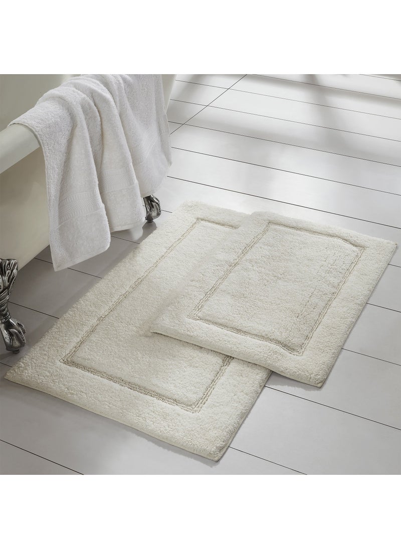 Modern Threads Modern Threads 2Pack Solid Loop with NonSlip Backing Bath Mat Set 17inch by 24inch21inch by 34inch White 