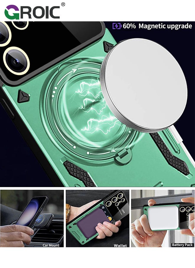 GROIC - For Samsung Galaxy S24 Ultra Case with 360° Rotatable Magnetic Ring Stand, Large Window Design Phone Shell Compatible with Magsafe, Protection Shockproof Phone Cover for S24 Ultra 6.8'' - Image 1