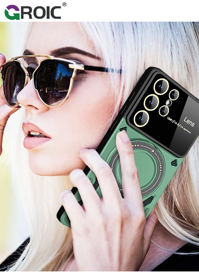 GROIC - For Samsung Galaxy S24 Ultra Case with 360° Rotatable Magnetic Ring Stand, Large Window Design Phone Shell Compatible with Magsafe, Protection Shockproof Phone Cover for S24 Ultra 6.8'' - Image 1