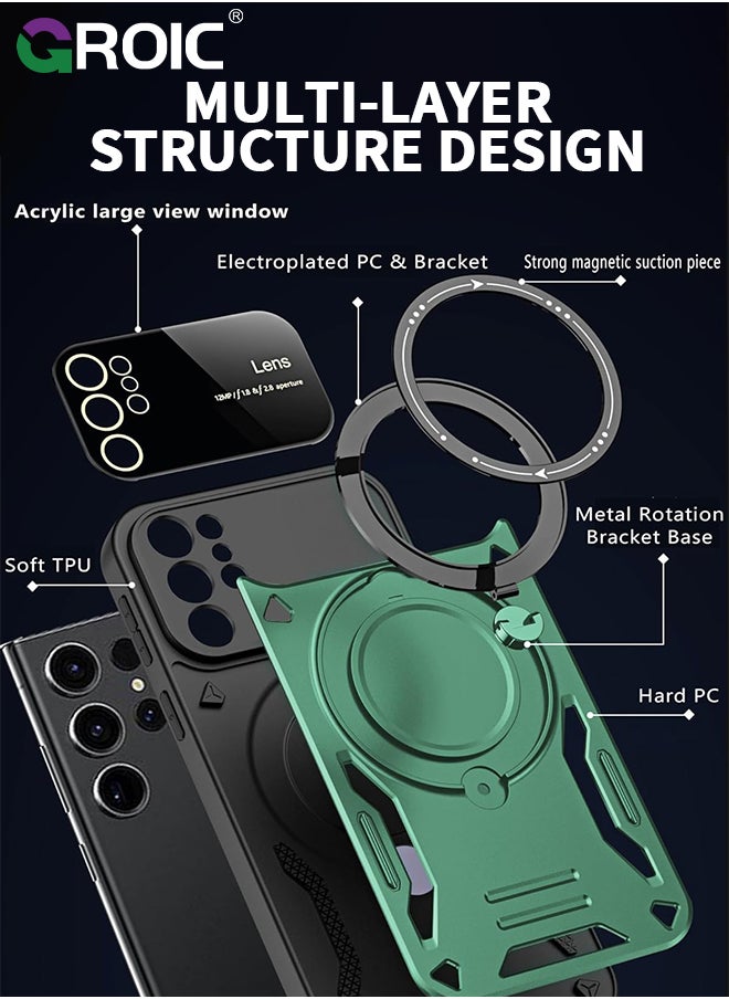 GROIC - For Samsung Galaxy S24 Ultra Case with 360° Rotatable Magnetic Ring Stand, Large Window Design Phone Shell Compatible with Magsafe, Protection Shockproof Phone Cover for S24 Ultra 6.8'' - Image 1