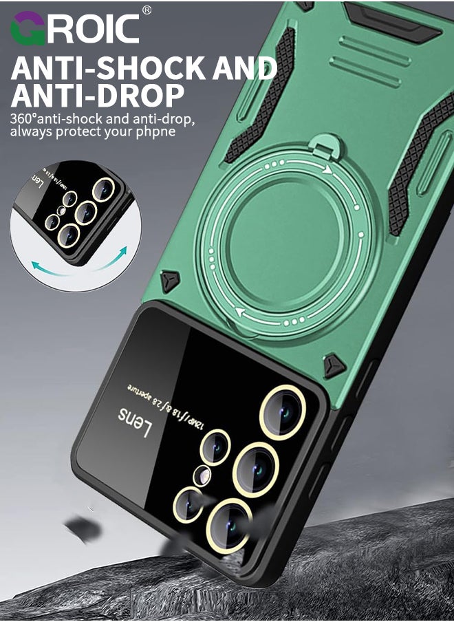 GROIC - For Samsung Galaxy S24 Ultra Case with 360° Rotatable Magnetic Ring Stand, Large Window Design Phone Shell Compatible with Magsafe, Protection Shockproof Phone Cover for S24 Ultra 6.8'' - Image 1