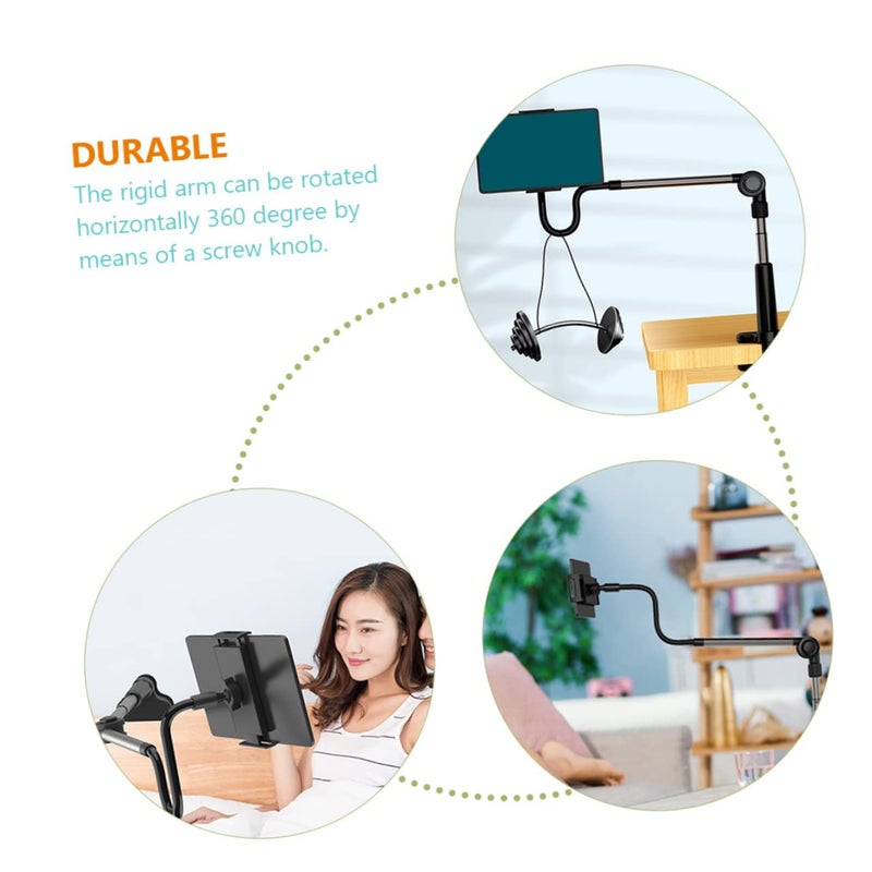 Flexible Gooseneck Phone Stand for Bed Couch Office Adjustable Height Angle Black - Image 4