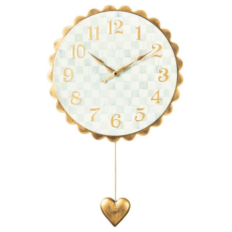mackenzie childs MACKENZIE-CHILDS Sterling Check Heart Pendant Wall Clock - Image 1
