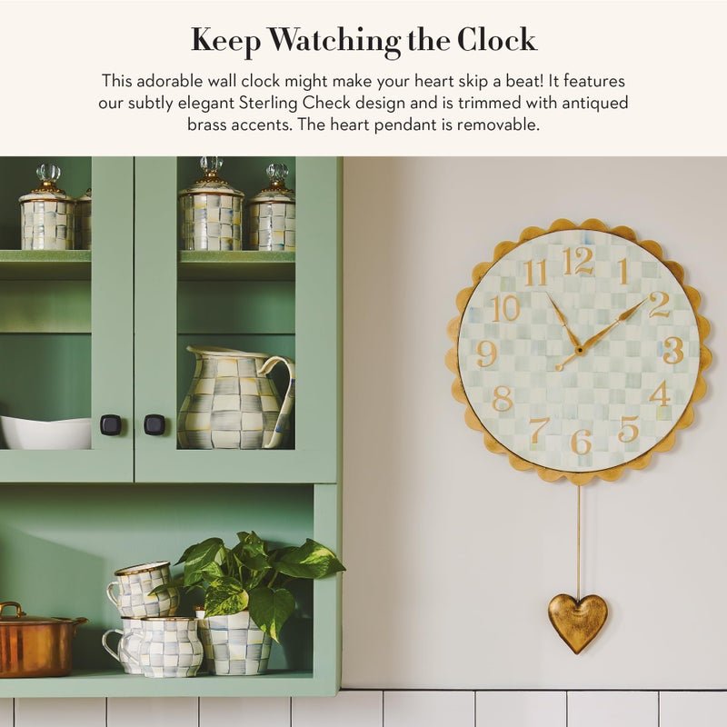 mackenzie childs MACKENZIE-CHILDS Sterling Check Heart Pendant Wall Clock - Image 2