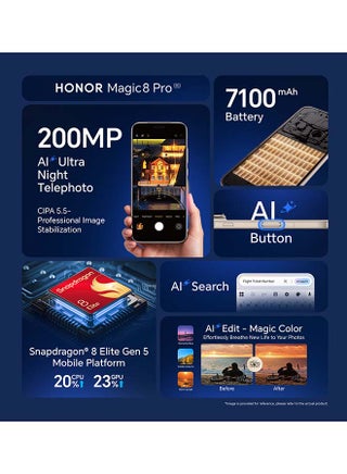 Magic 8 Pro Dual SIM 5G Black 12GB RAM 512GB With Free Watch Fit, 6 Month 360° Damage Protection Insurance and 3 Month Google AI Pro Trial - Middle East Version - view 5