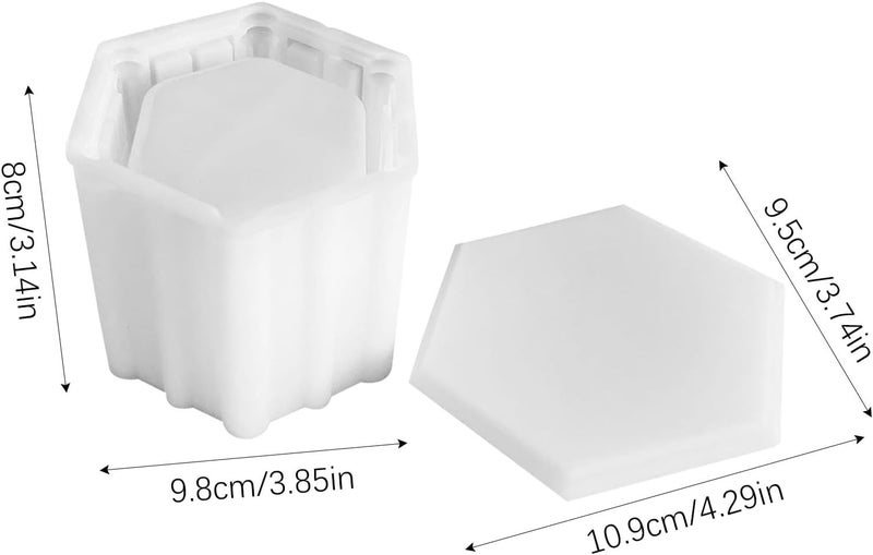 FirstTry Storage Box Resin Mold I Hexagonal Roman Silicone Epoxy Casting Mould with Lid I Concrete Molds for DIY Handmade Crafts Ornament Jewelry Ring Trinket Makeup Organizer Flower Pot Candle Jar - Image 2
