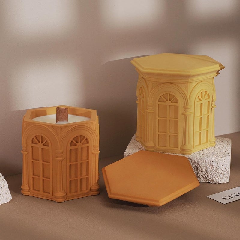 FirstTry Storage Box Resin Mold I Hexagonal Roman Silicone Epoxy Casting Mould with Lid I Concrete Molds for DIY Handmade Crafts Ornament Jewelry Ring Trinket Makeup Organizer Flower Pot Candle Jar - Image 4