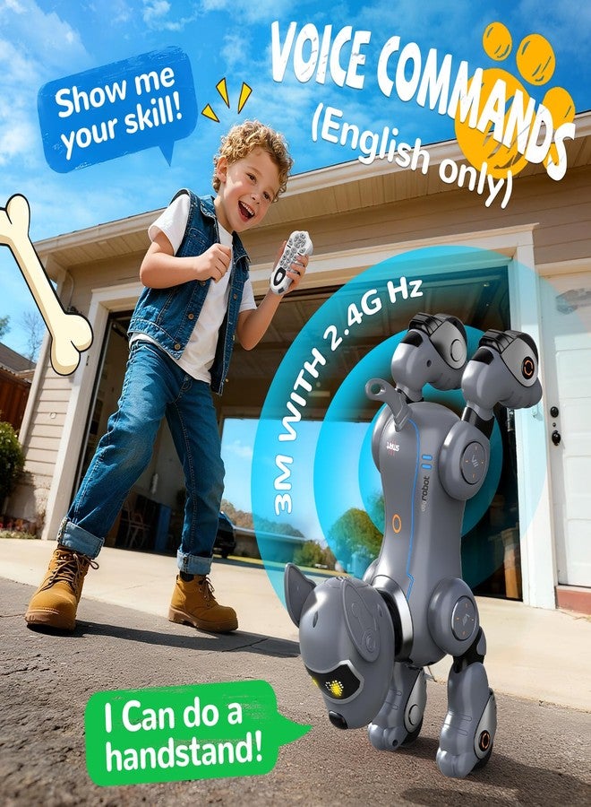 anysun Robot Dog Toy for Kids, Programmable Remote Control Robot Puppy with Follow Up & Touch Sensors, Dancing & Singing, Smart Stunt Robot Pet, Interactive Robotic Dog for Kids (Gray) - Image 2