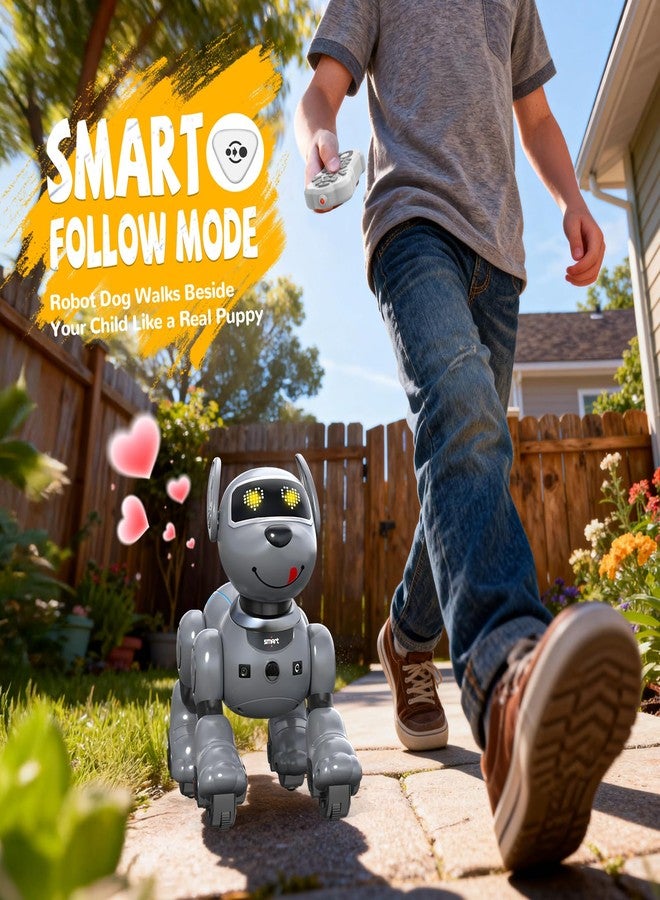 anysun Robot Dog Toy for Kids, Programmable Remote Control Robot Puppy with Follow Up & Touch Sensors, Dancing & Singing, Smart Stunt Robot Pet, Interactive Robotic Dog for Kids (Gray) - Image 3