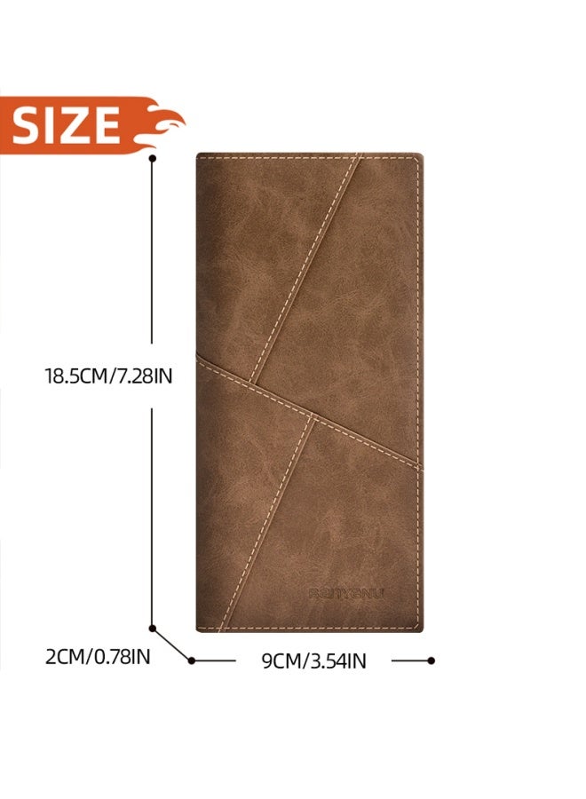 banyanu Men's Long Leather Multi-Card Slot Cowhide Ultra-Thin Business Wallet Card Wallet, Coffee Colour  - Image 5