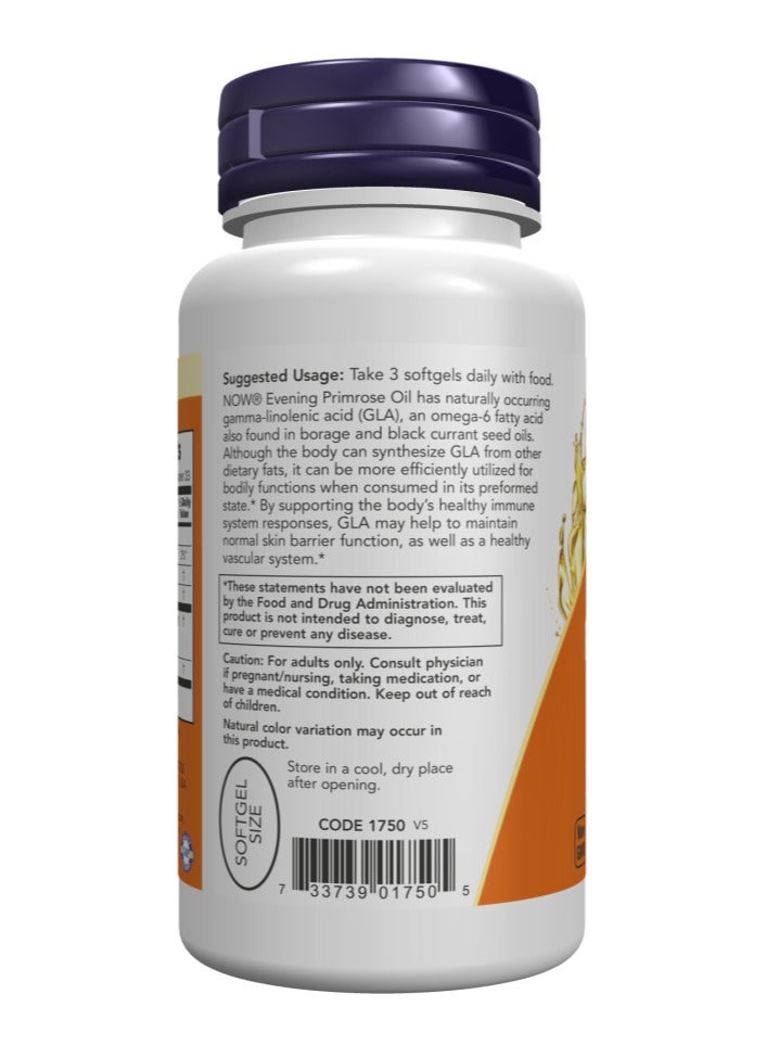 now Evening Primrose Oil 500 mg Women Health Healthy Skin Balance Immune Response 100 Softgel - Image 3