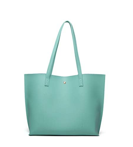 Dreubea Women's Soft Faux Leather Tote Shoulder Bag from, Big Capacity Tassel Handbag Sea Green New - Image 3