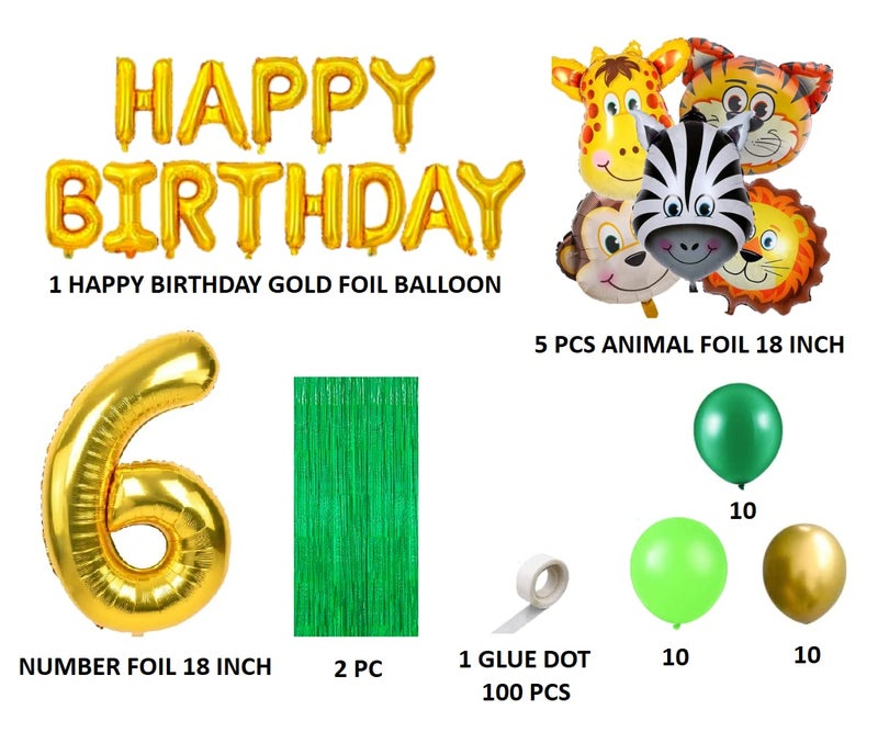FI - FLICK IN Latex & Paper 40 Pcs 6th Birthday Decoration For Boys Animal Theme Birthday Party Decorations (Pack of 40, Multicolor) - Image 2