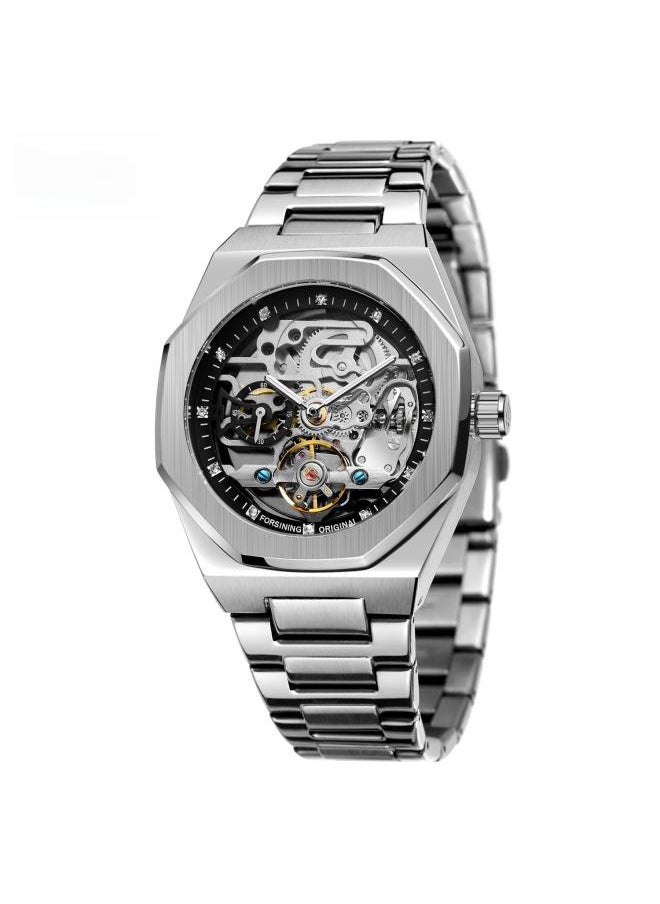 Generic A Generation Of Forsining Men's Automatic Mechanical Watch Luminous Three Eyes Six Needle Week Steel Band Mechanical Watch 