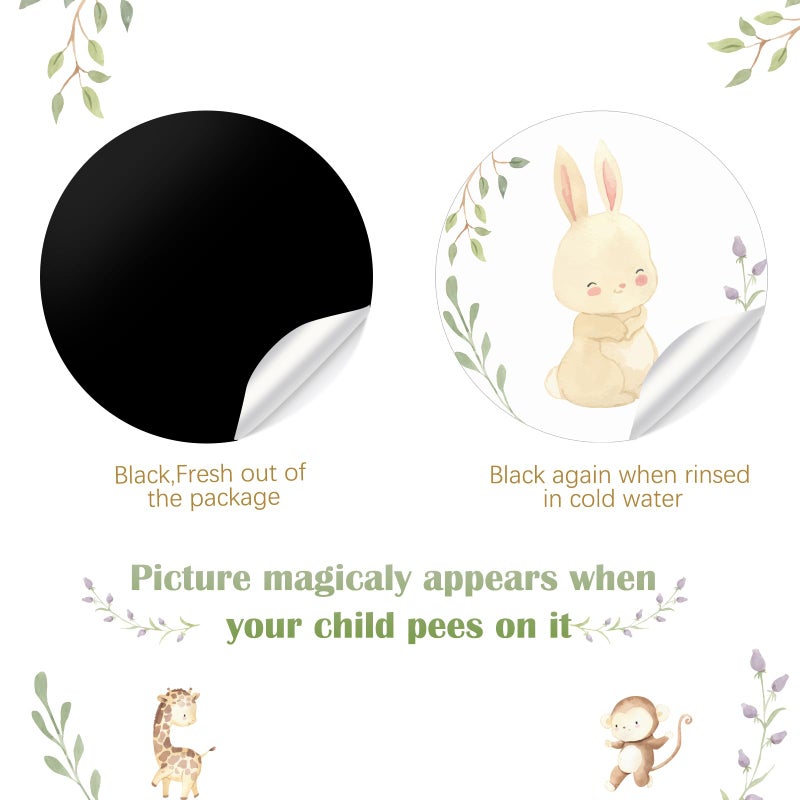 Geyee 24 Pcs Potty Training Stickers Potty You Pee on Toilet Reveal Stickers Chart Reusable Pee Decals Color Changing Seat Toilet Targets for Boys Girls Kids Training Use(Woodland Animal) - Image 2