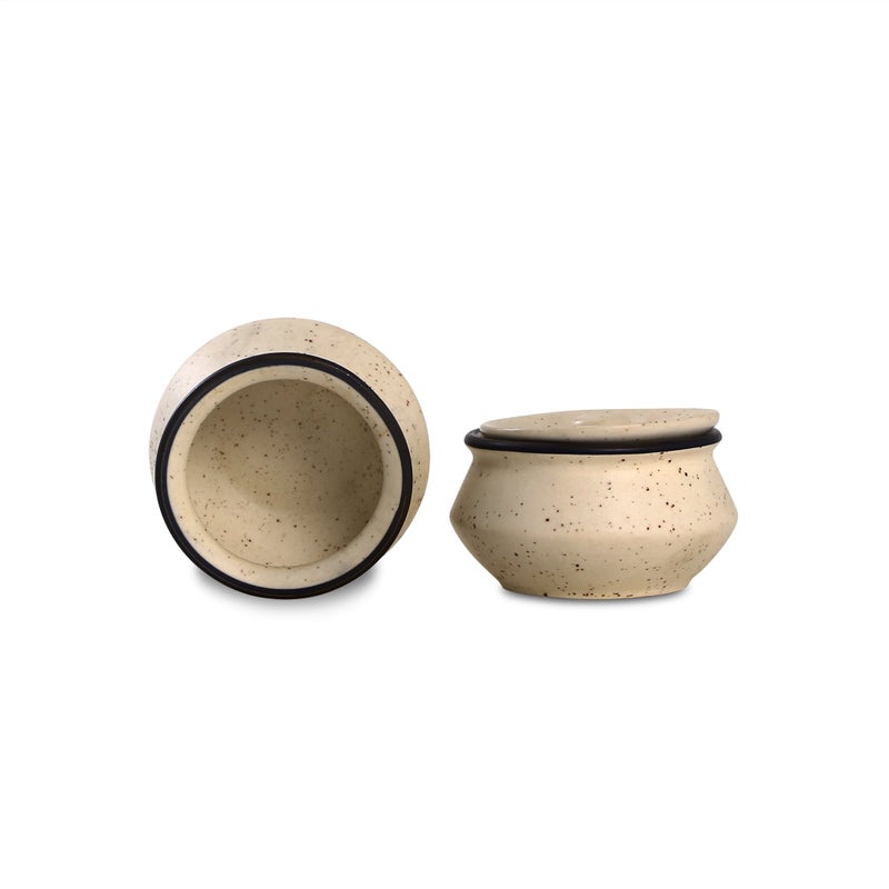 Caffeine Ceramic Handmade White & Black Matte Dip and Sauce (Set of 4, 50 ml) - Image 2