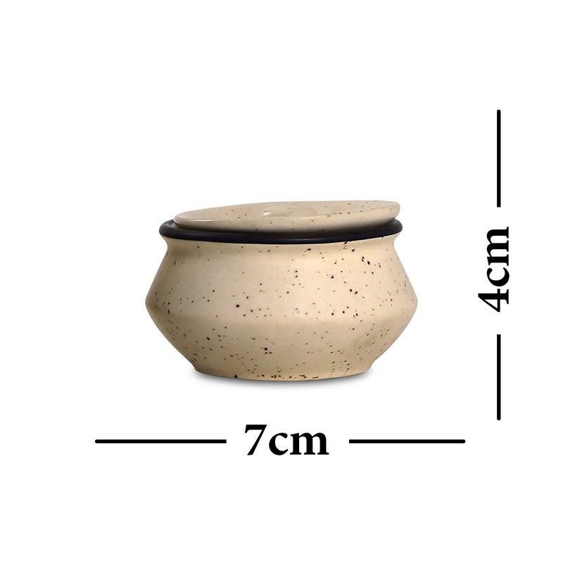 Caffeine Ceramic Handmade White & Black Matte Dip and Sauce (Set of 4, 50 ml) - Image 4