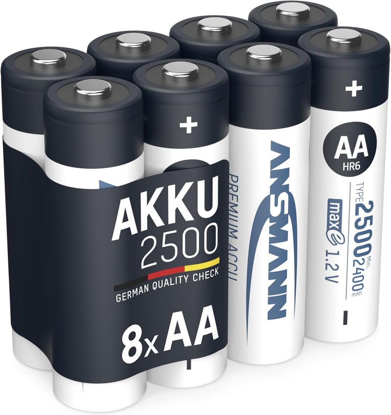 AA Rechargeable Batteries [Pack of 8] 2500 mAh NiMH High Capacity & Low Self Discharge AA Type Size Battery For Toys, Cameras, Flash Units, Cordless Phones, Remote Controls, Game Consoles - Image 1