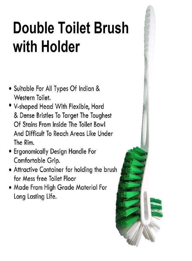 Truvic Long Handle Double Side Bristles Toilet Cleaning Brush (Assorted Colour) - Image 3