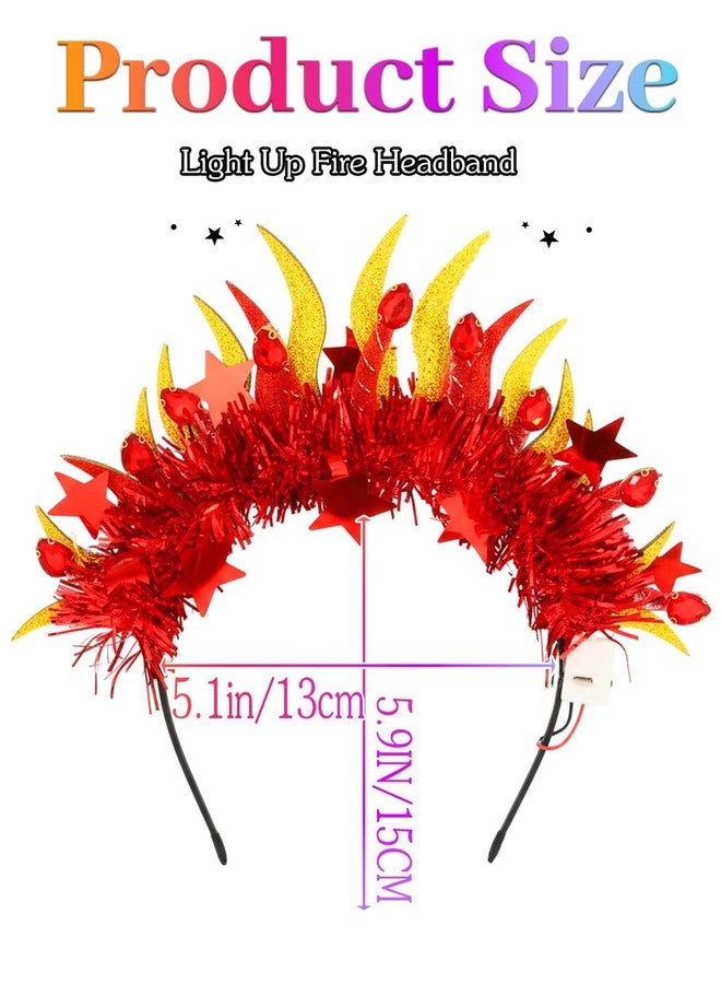 Urieo Light Up Fire Headband LED Flame Headpiece Glow Festival Hair Accessories for Women - Image 3